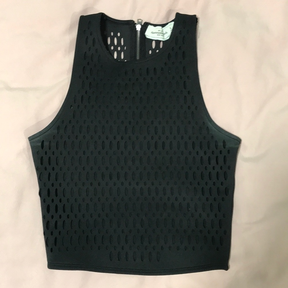 Abercrombie and Fitch Black Textured Crop Tank